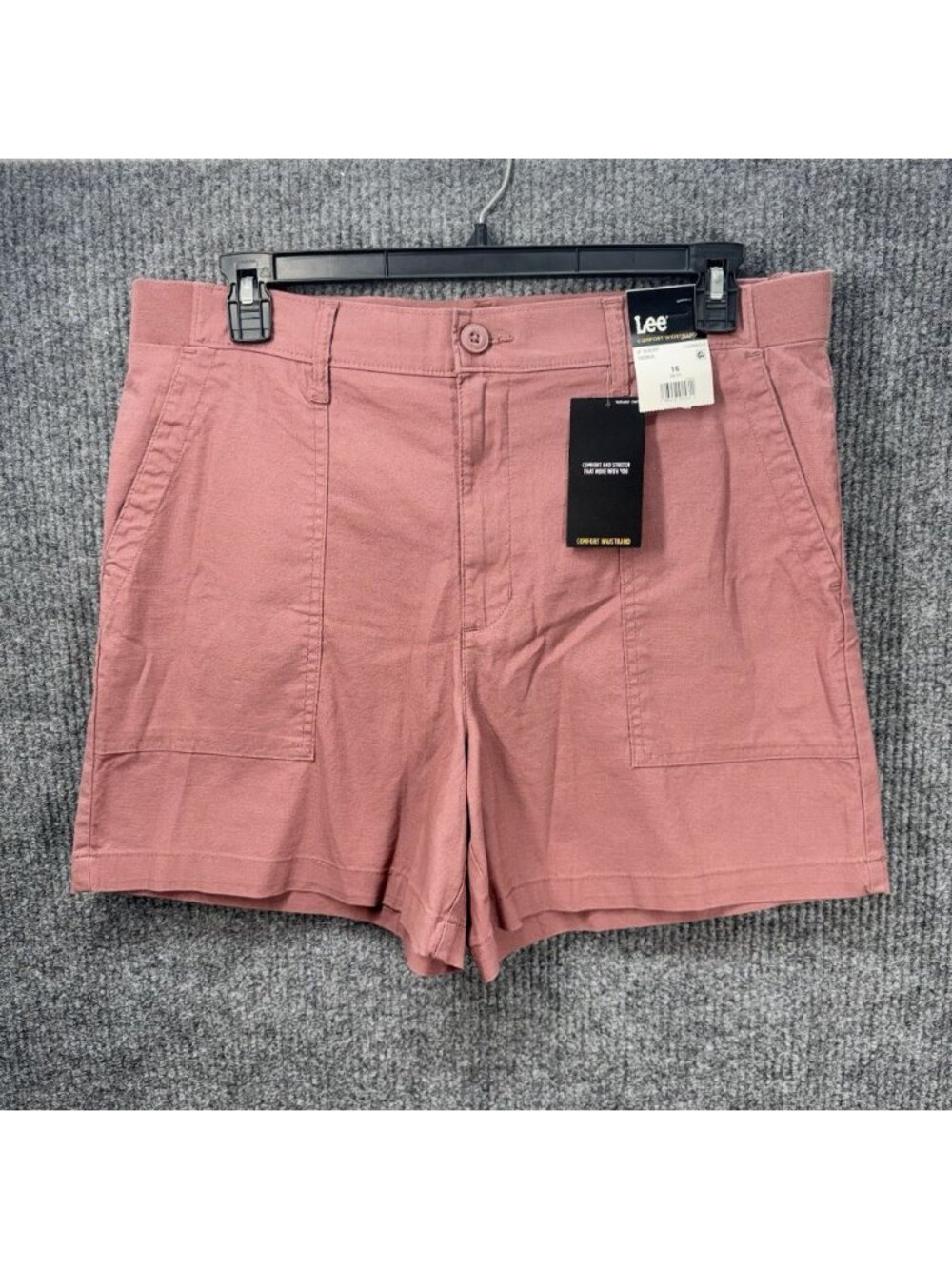 Lee 6” Shorts Women’s 16 Dusty Rose Pink Comfort Waistband Stretch High Rise NEW